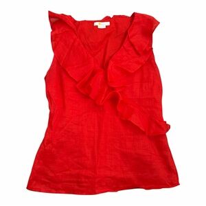 Boden Red Ruffled Sleeveless Top